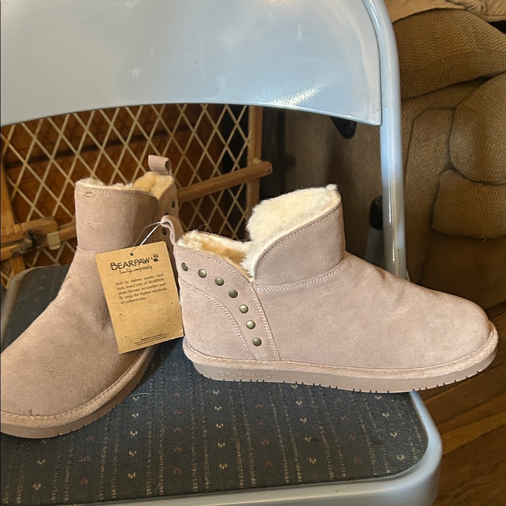 BearPaw Light Brown Suede Boots with Studs